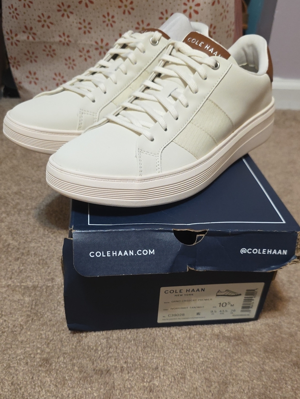Cole Haan Men’s Off-White/Tan Low-Top Sneakers
